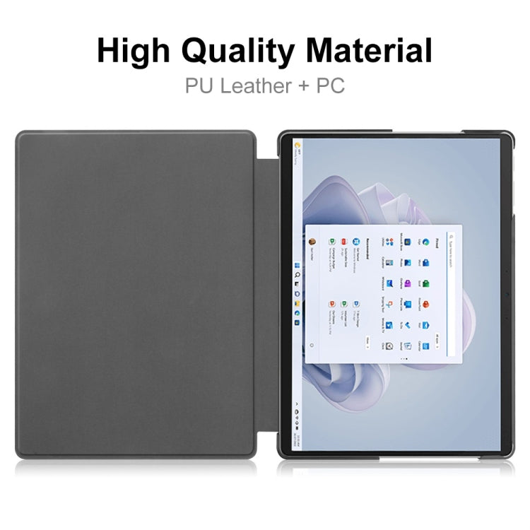 For Microsoft Surface Pro 9 JUNSUNMAY Custer Solid Color 3-Fold Stand Leather Tablet Case(Black) - free shipping - PMC Jewellery - Order now!