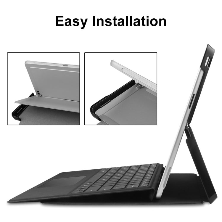For Microsoft Surface Pro 9 JUNSUNMAY Custer Solid Color 3-Fold Stand Leather Tablet Case(Black) - free shipping - PMC Jewellery - Order now!