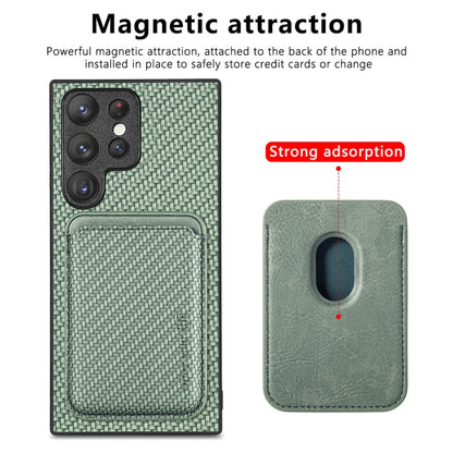 For Samsung Galaxy S23 Ultra 5G Carbon Fiber Leather Card Magsafe Case(Green) - Galaxy S23 Ultra 5G Cases by PMC Jewellery | Online Shopping South Africa | PMC Jewellery