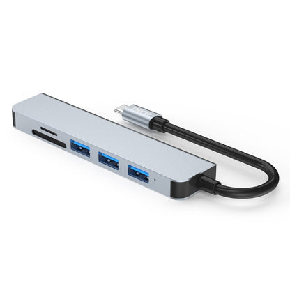 ENKAY Hat-Prince 6 in 1 Type-C to 4K HDMI Docking Station Adapter USB-C Hub SD/TF Card Reader - USB HUB by ENKAY | Online Shopping South Africa | PMC Jewellery | Buy Now Pay Later Mobicred