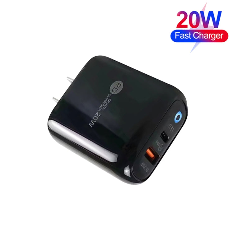 PD04 PD20W Type-C + QC18W USB Mobile Phone Charger with LED Indicator, US Plug(Black) - free shipping - PMC Jewellery - Order now!