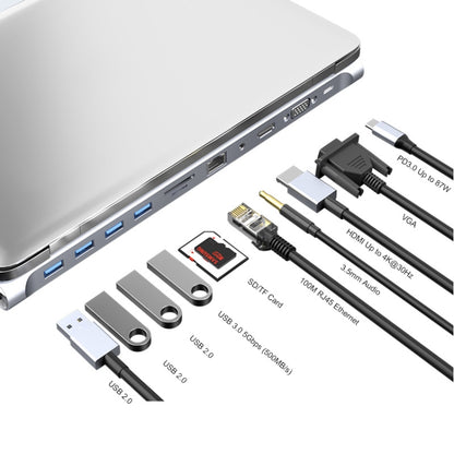 JUNSUNMAY 11 in 1 Multifunctional USB C Hub Docking Station Adapter SD/TF Card Reader - USB HUB by JUNSUNMAY | Online Shopping South Africa | PMC Jewellery | Buy Now Pay Later Mobicred