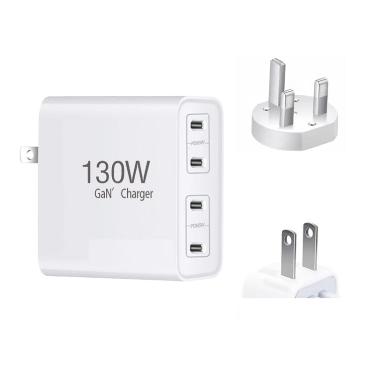 130W USB-C/Type-C Four Port GaN Charger with 2m USB-C/Type-C to USB-C/Type-C Data Cable Set EU / UK / AU / US Plug - Cable & Adapter by PMC Jewellery | Online Shopping South Africa | PMC Jewellery | Buy Now Pay Later Mobicred