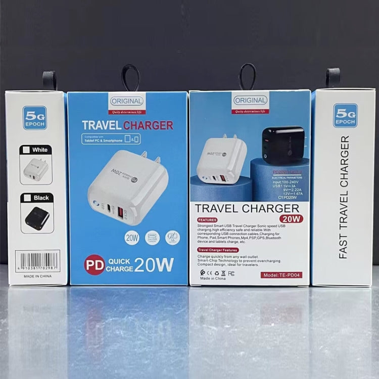PD04 Type-C + USB Mobile Phone Charger with USB to 8 Pin Cable, US Plug(Black) - free shipping - PMC Jewellery - Order now!