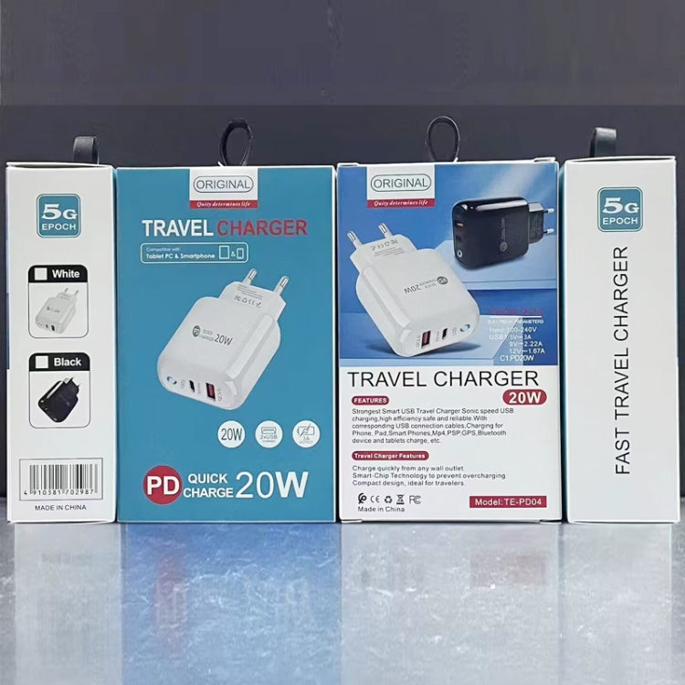 PD04 Type-C + USB Mobile Phone Charger with USB to 8 Pin Cable, EU Plug(Black) - free shipping - PMC Jewellery - Order now!