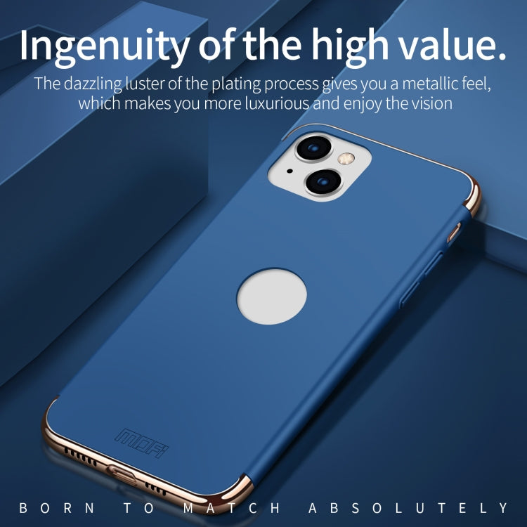 For iPhone 14 Plus MOFI Yatun Series 3 in 1 Stitching PC Phone Case(Blue) - iPhone 14 Plus Cases by MOFI | Online Shopping South Africa | PMC TechLife