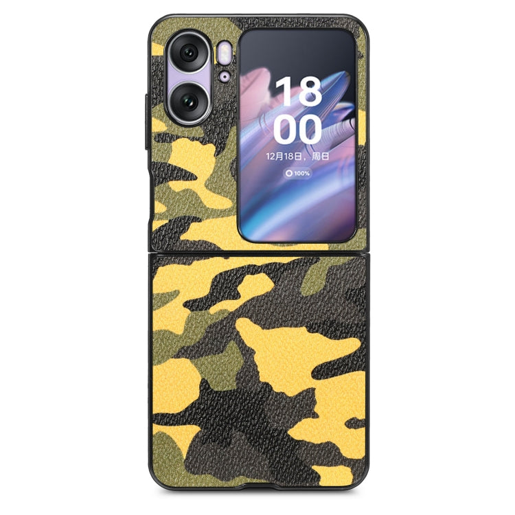 For OPPO Find N2 Flip Camouflage Leather Back Cover Phone Case(Yellow) - Find N2 Flip Cases by PMC Jewellery | Online Shopping South Africa | PMC Jewellery | Buy Now Pay Later Mobicred