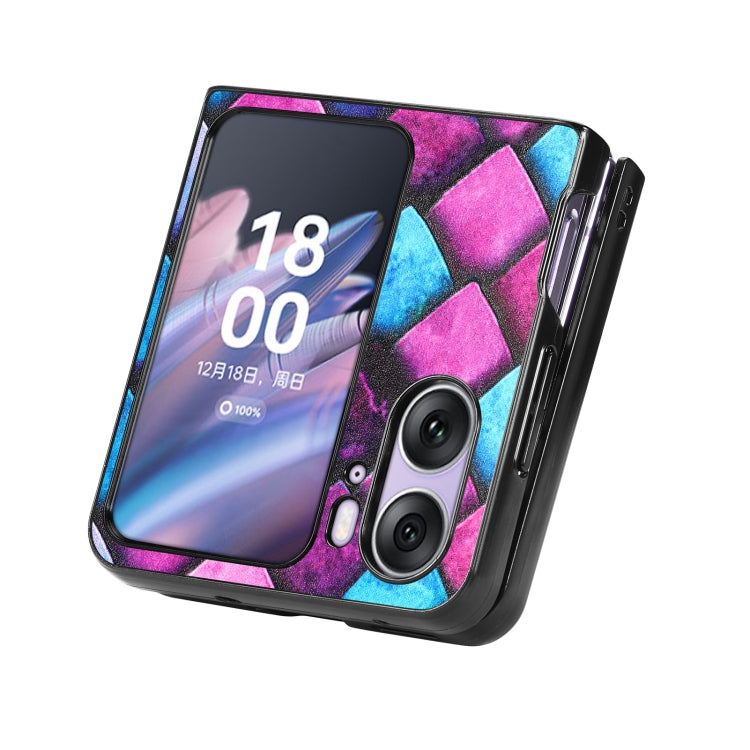 For OPPO Find N2 Flip Colored Drawing Leather Skin Back Cover Phone Case(Purple Scales) - Find N2 Flip Cases by PMC Jewellery | Online Shopping South Africa | PMC Jewellery | Buy Now Pay Later Mobicred