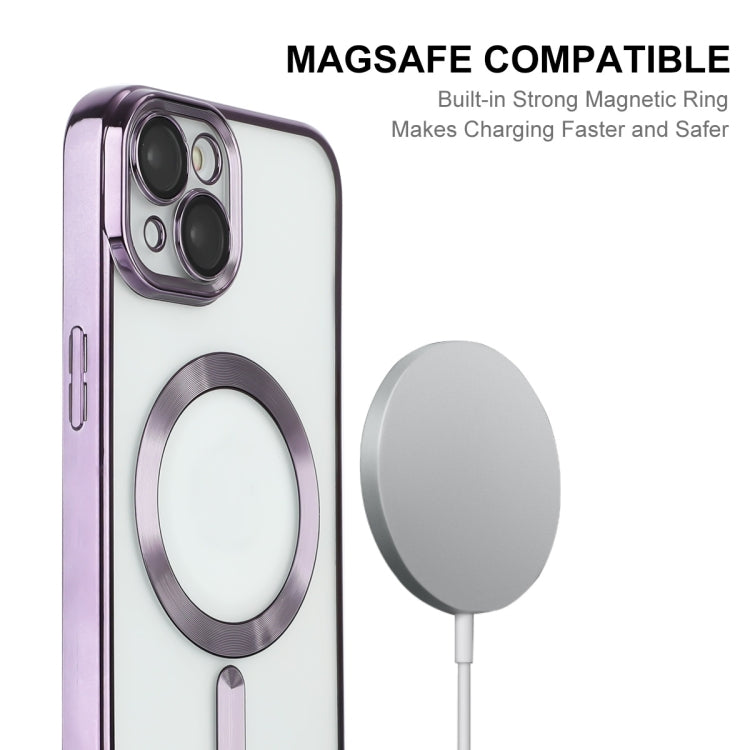 For iPhone 13 ENKAY Electroplated MagSafe Shockproof TPU Phone Case with Lens Film(Pink) - iPhone 13 Cases by ENKAY | Online Shopping South Africa | PMC TechLife | Buy Now Pay Later Mobicred
