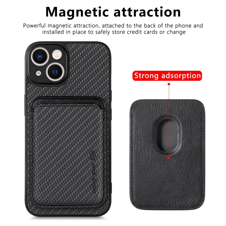 For iPhone 14 Pro Max Carbon Fiber Leather Card Magsafe Magnetic Phone Case(Black) - iPhone 14 Pro Max Cases by PMC TechLife | Online Shopping South Africa | PMC TechLife | Buy Now Pay Later Mobicred