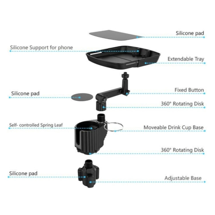 A01 Universal Adjustable Car Tray Portable Cup Holder Meal Tray Expanded Car Cup Holder - Car Drink Holders by PMC TechLife | Online Shopping South Africa | PMC TechLife | Buy Now Pay Later Mobicred