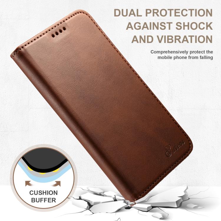 For Samsung Galaxy S25+ 5G Suteni Calf Texture Horizontal Flip Leather Phone Case(Brown) - Galaxy S25+ 5G Cases by Suteni | Online Shopping South Africa | PMC TechLife | Buy Now Pay Later Mobicred