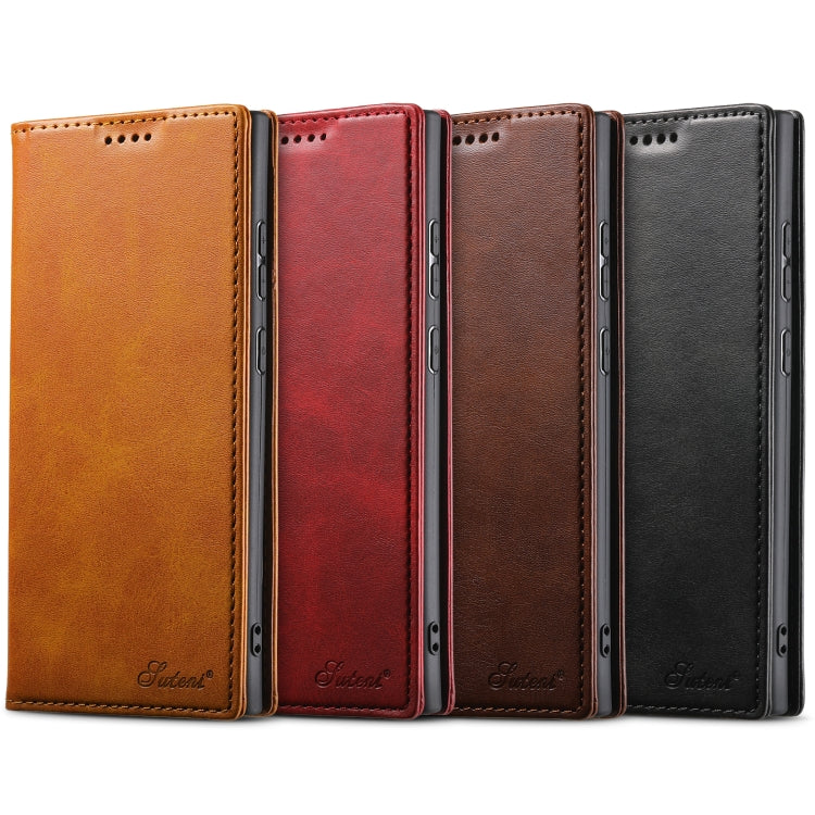 For Samsung Galaxy S25+ 5G Suteni Calf Texture Horizontal Flip Leather Phone Case(Red) - Galaxy S25+ 5G Cases by Suteni | Online Shopping South Africa | PMC TechLife | Buy Now Pay Later Mobicred
