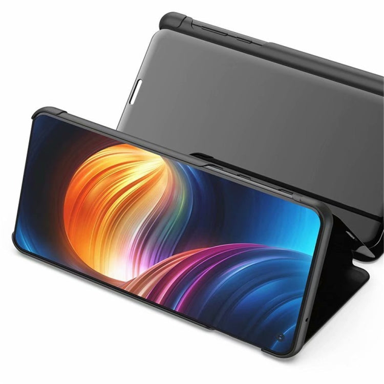 For Honor Magic 5 Lite Plated Mirror Horizontal Flip Leather Case with Holder(Black) - Honor Cases by PMC TechLife | Online Shopping South Africa | PMC TechLife | Buy Now Pay Later Mobicred