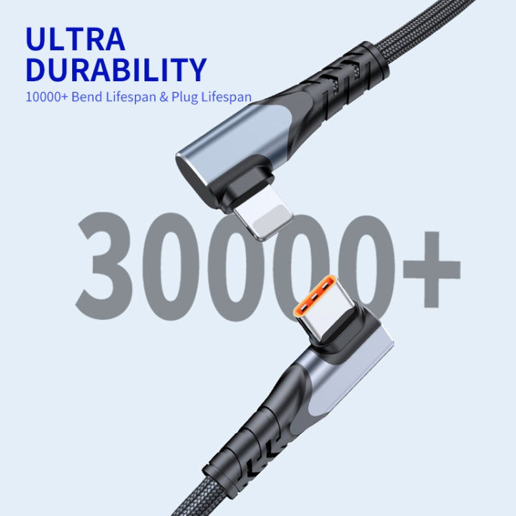 ENKAY Hat-Prince PD 20W Type-C to 8 Pin Dual Elbow Fast Charging Data Cable, Length:1m(Silver) - free shipping - PMC Jewellery - Order now!