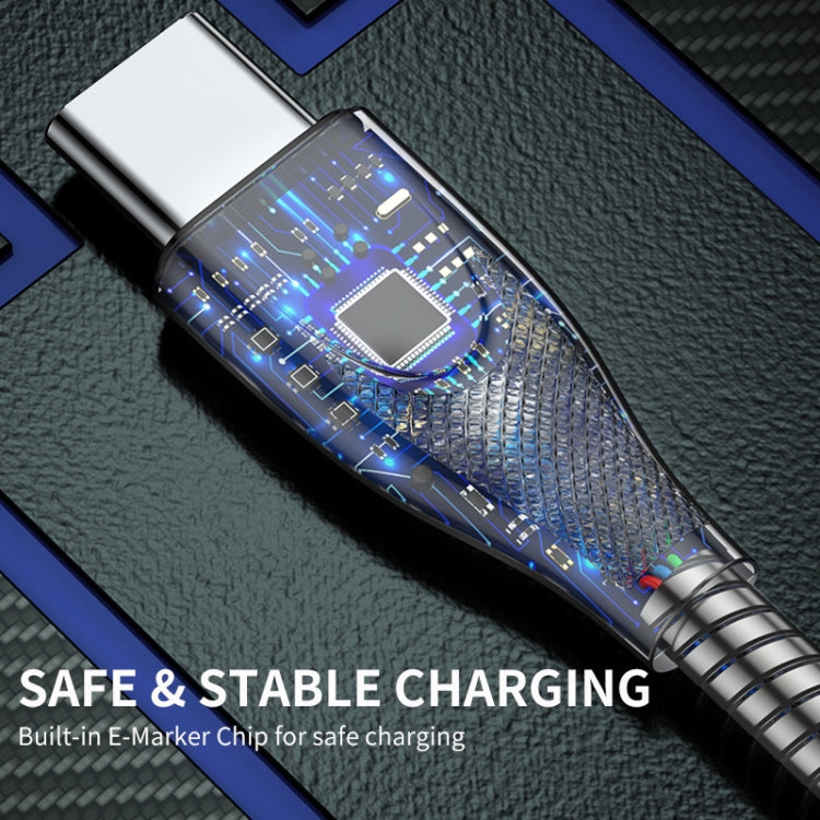 ENKAY ENK-CB131 USB to 8 Pin Carbon Steel Hose Spring 2.4A Fast Charging Data Cable, Length:2m(Silver) - free shipping - PMC Jewellery - Order now!