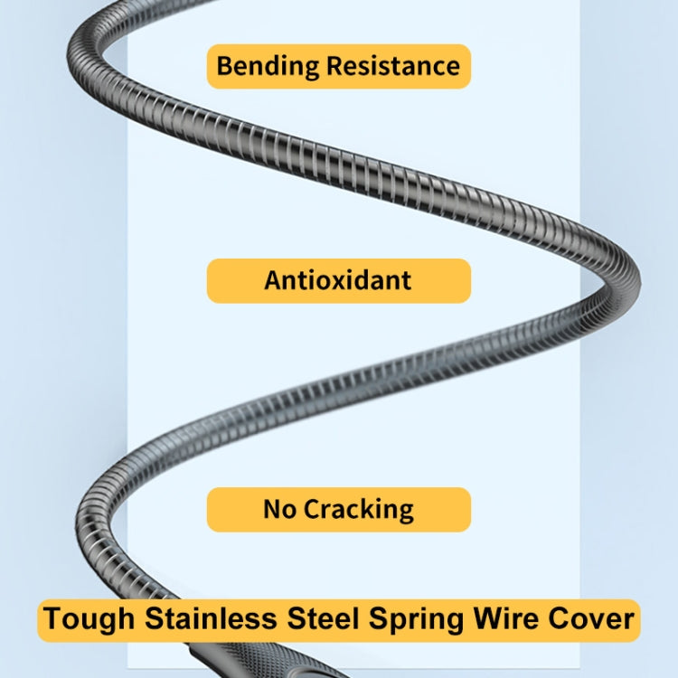 ENKAY ENK-CB132 USB to USB-C / Type-C Carbon Steel Hose Spring 6A Supper Fast Charging Data Cable, Length:2m(Silver) - USB-C & Type-C Cable by ENKAY | Online Shopping South Africa | PMC TechLife | Buy Now Pay Later Mobicred