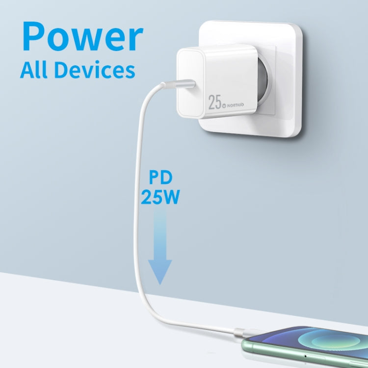 NORTHJO NOPD2501 PD 25W USB-C / Type-C Single Port Fast Charger, Plug Type:EU Plug(White) - USB Charger by NORTHJO | Online Shopping South Africa | PMC Jewellery | Buy Now Pay Later Mobicred