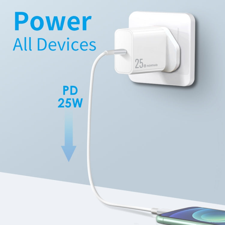 NORTHJO NOPD2501 PD 25W USB-C / Type-C Single Port Fast Charger, Plug Type:UK Plug(White) - free shipping - PMC Jewellery - Order now!