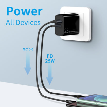 NORTHJO NOPD2502 PD 25W USB-C/Type-C + QC 3.0 USB Dual Ports Fast Charger, Plug Type:AU Plug(Black) - USB Charger by NORTHJO | Online Shopping South Africa | PMC Jewellery | Buy Now Pay Later Mobicred