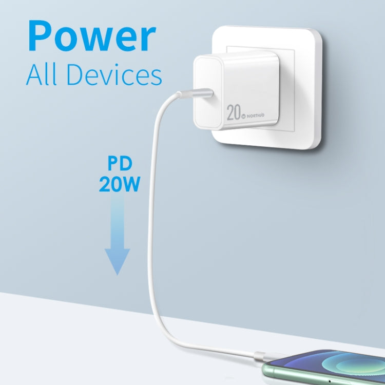 NORTHJO NOPD2001 PD 20W USB-C / Type-C Single Port Fast Charger, Plug Type:US Plug(White) - free shipping - PMC Jewellery - Order now!