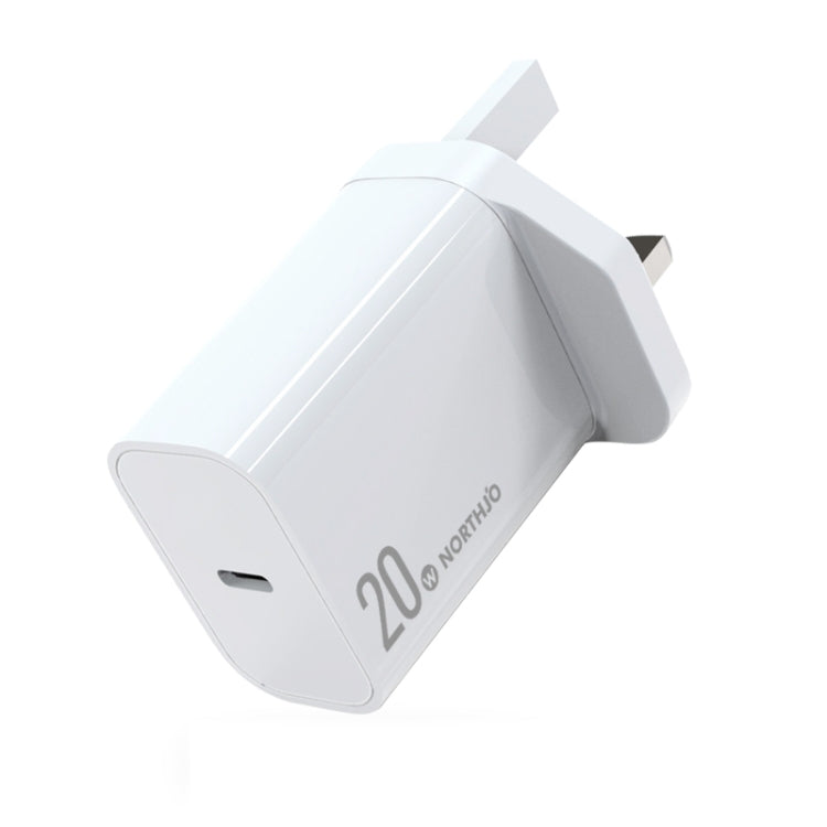 NORTHJO NOPD2001 PD 20W USB-C / Type-C Single Port Fast Charger, Plug Type:UK Plug(White) - USB Charger by NORTHJO | Online Shopping South Africa | PMC Jewellery | Buy Now Pay Later Mobicred