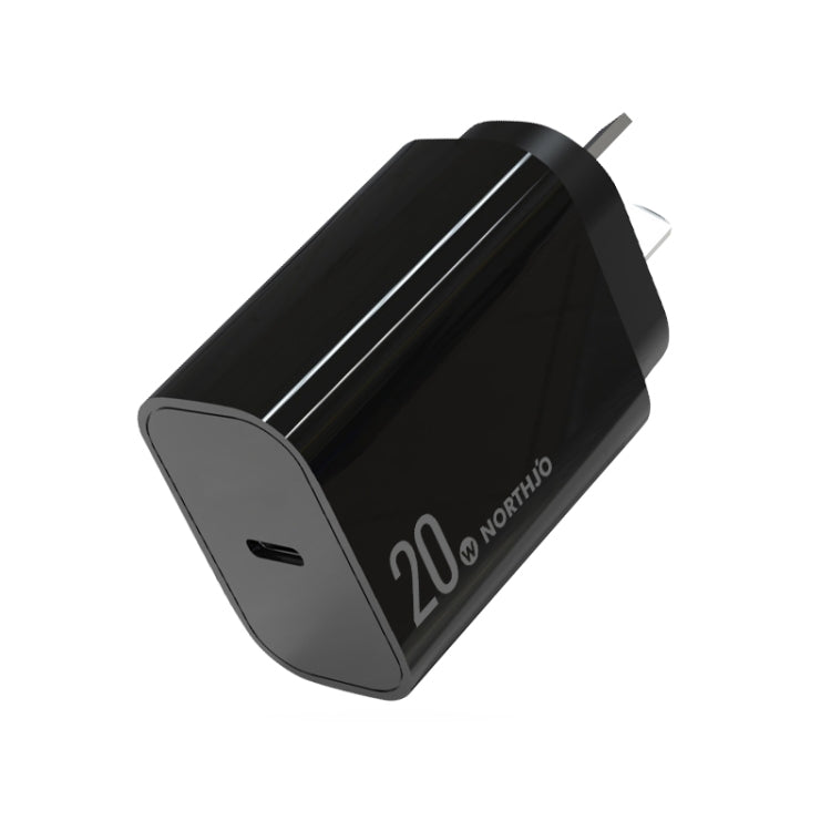 NORTHJO NOPD2001 PD 20W USB-C / Type-C Single Port Fast Charger, Plug Type:AU Plug(Black) - free shipping - PMC Jewellery - Order now!