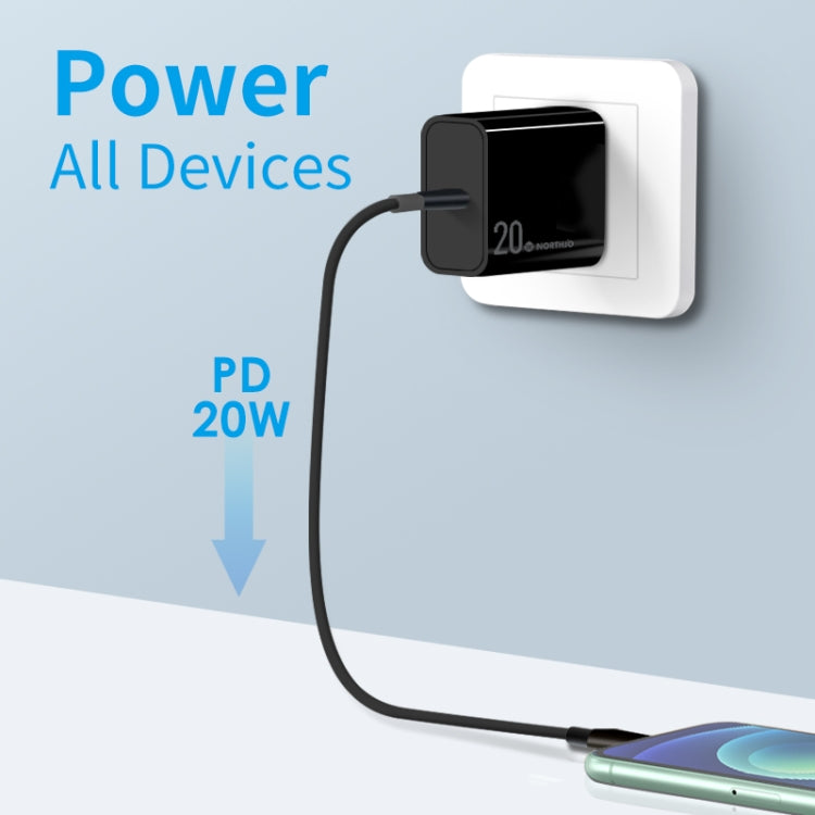 NORTHJO NOPD2001 PD 20W USB-C / Type-C Single Port Fast Charger, Plug Type:AU Plug(Black) - free shipping - PMC Jewellery - Order now!
