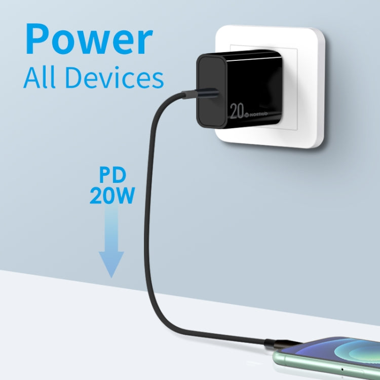 NORTHJO NOPD2001 PD 20W USB-C / Type-C Single Port Fast Charger, Plug Type:AU Plug(Black) - USB Charger by NORTHJO | Online Shopping South Africa | PMC Jewellery | Buy Now Pay Later Mobicred