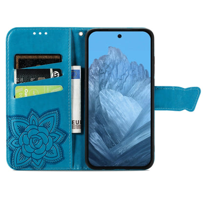 For Google Pixel 9 Butterfly Love Flower Embossed Leather Phone Case(Blue) - Google Cases by PMC Jewellery | Online Shopping South Africa | PMC Jewellery | Buy Now Pay Later Mobicred