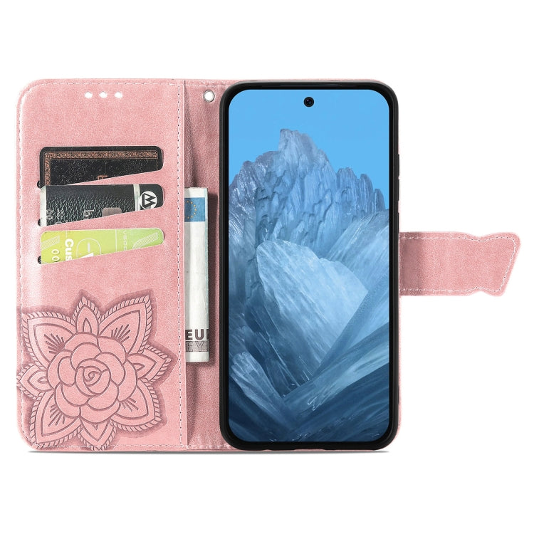 For Google Pixel 9 Butterfly Love Flower Embossed Leather Phone Case(Rose Gold) - Google Cases by PMC Jewellery | Online Shopping South Africa | PMC Jewellery | Buy Now Pay Later Mobicred