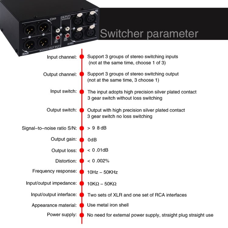 B033 3 Input To 3 Output Fully Balanced XLR Signal Passive Stereo Selector Switch Switcher -  by PMC TechLife | Online Shopping South Africa | PMC TechLife | Buy Now Pay Later Mobicred