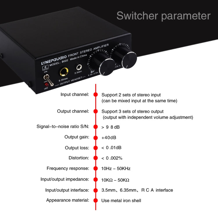 B022 Pre-Stereo Signal Amplifier Volume Booster Headphones Active Speaker Preamp Audio Amplifier -  by PMC Jewellery | Online Shopping South Africa | PMC Jewellery | Buy Now Pay Later Mobicred