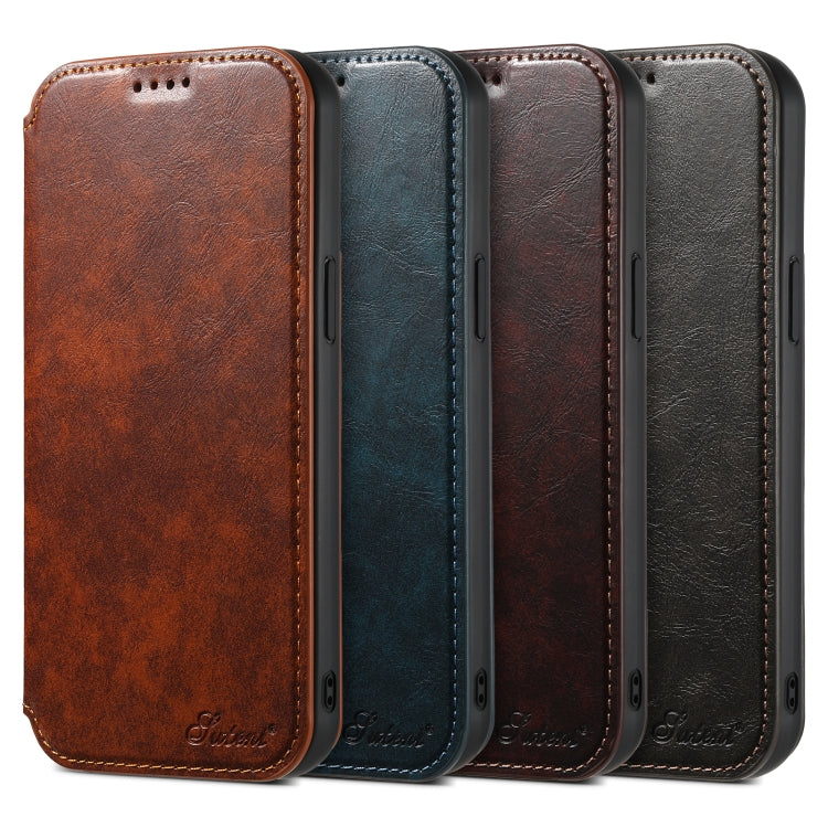 For iPhone 13 Pro Suteni J05 Leather Magnetic Magsafe Phone Case(Brown) - free shipping - PMC Jewellery - Order now!