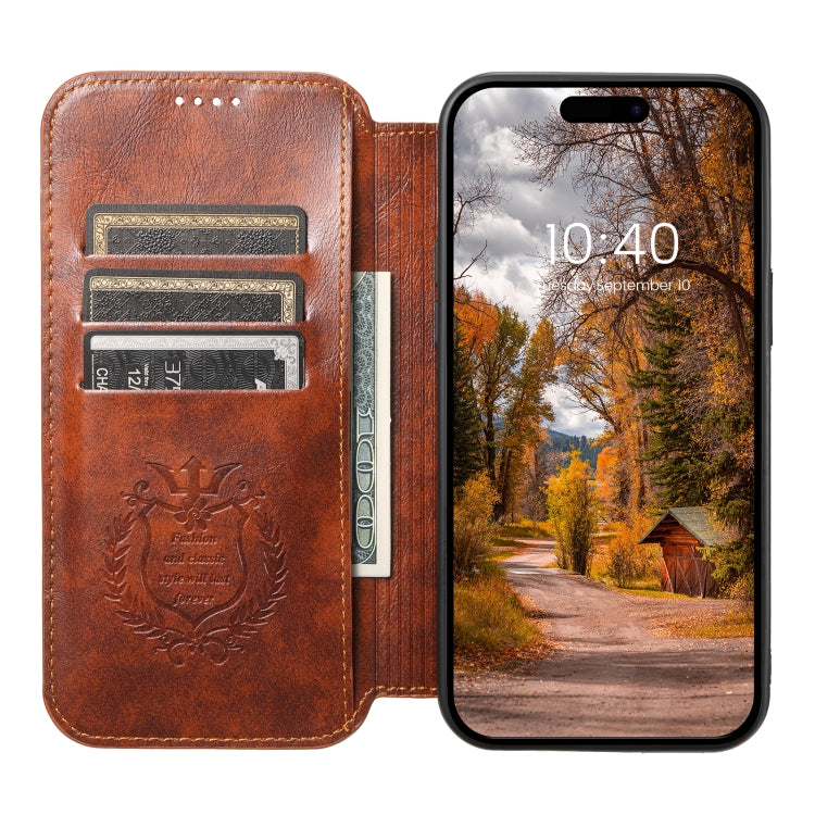 For iPhone 14 Plus Suteni J05 Leather Magnetic Magsafe Phone Case(Khaki) - free shipping - PMC Jewellery - Order now!