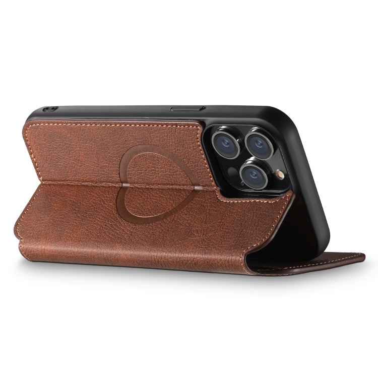 For iPhone 13 Pro Max Suteni J06 Retro Matte Litchi Texture Leather Magnetic Magsafe Phone Case(Brown) - free shipping - PMC Jewellery - Order now!
