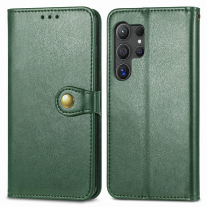 For Samsung Galaxy S25 Ultra 5G Retro Solid Color Buckle Leather Phone Case(Green) - Galaxy S25 Ultra 5G Cases by PMC Jewellery | Online Shopping South Africa | PMC Jewellery | Buy Now Pay Later Mobicred