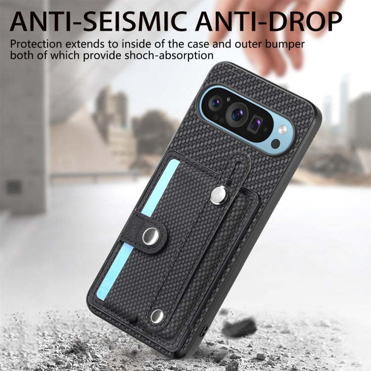 For Google Pixel 9 Wristband Kickstand Card Wallet Back Cover Phone Case with Tool Knife(Black) - Google Cases by PMC TechLife | Online Shopping South Africa | PMC TechLife | Buy Now Pay Later Mobicred