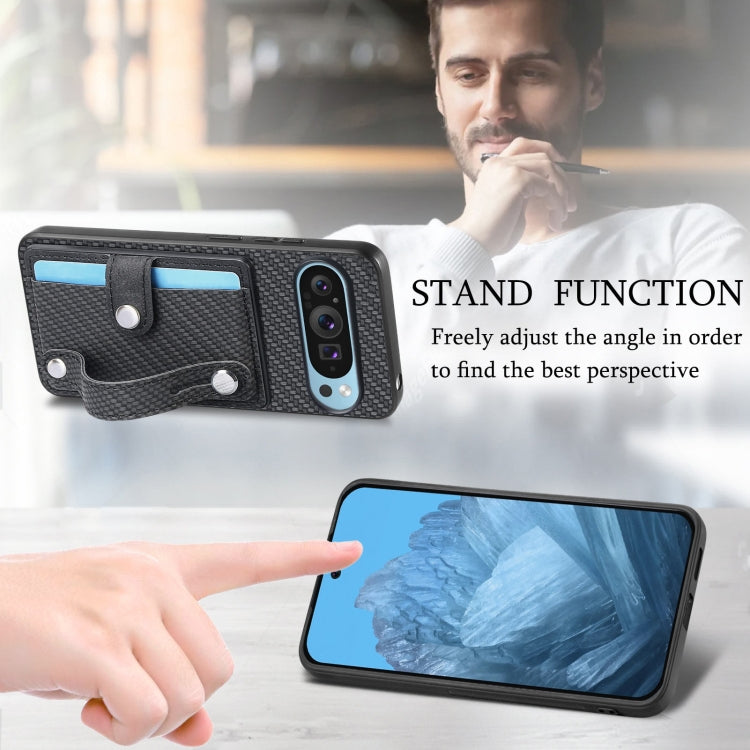 For Google Pixel 9 Wristband Kickstand Card Wallet Back Cover Phone Case with Tool Knife(Black) - Google Cases by PMC TechLife | Online Shopping South Africa | PMC TechLife | Buy Now Pay Later Mobicred