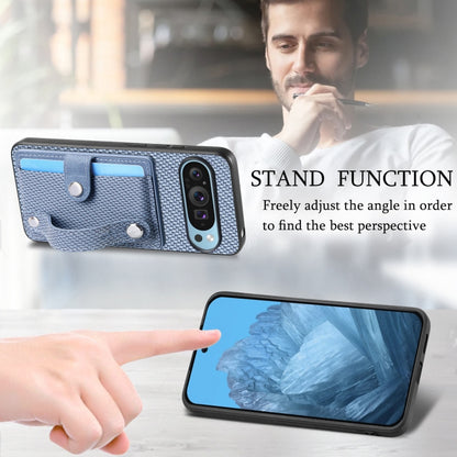 For Google Pixel 9 Wristband Kickstand Card Wallet Back Cover Phone Case with Tool Knife(Blue) - Google Cases by PMC Jewellery | Online Shopping South Africa | PMC Jewellery | Buy Now Pay Later Mobicred