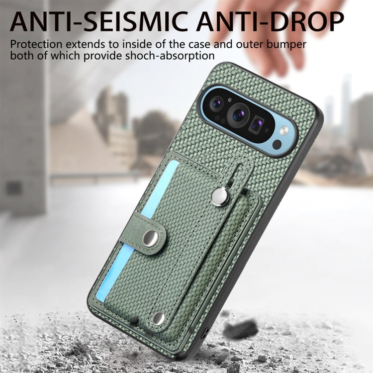 For Google Pixel 9 Wristband Kickstand Card Wallet Back Cover Phone Case with Tool Knife(Green) - Google Cases by PMC TechLife | Online Shopping South Africa | PMC TechLife | Buy Now Pay Later Mobicred