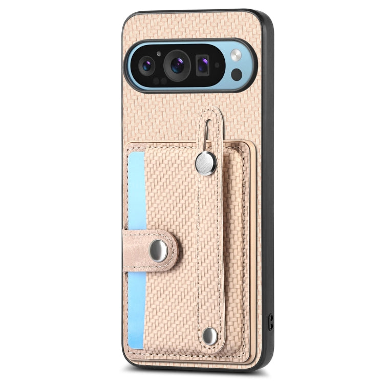 For Google Pixel 9 Wristband Kickstand Card Wallet Back Cover Phone Case with Tool Knife(Khaki) - Google Cases by PMC TechLife | Online Shopping South Africa | PMC TechLife | Buy Now Pay Later Mobicred