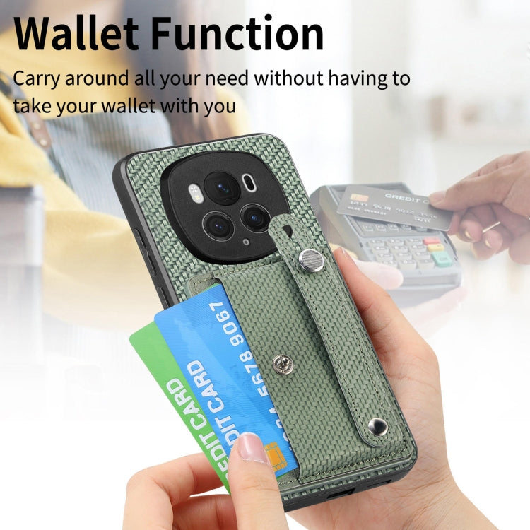 For Honor Magic6 Pro 5G Wristband Kickstand Card Wallet Back Cover Phone Case with Tool Knife(Green) - free shipping - PMC Jewellery - Order now!