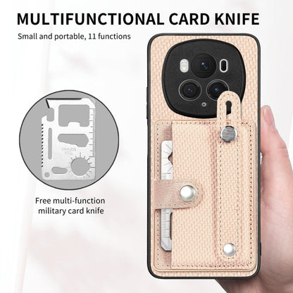 For Honor Magic6 Pro 5G Wristband Kickstand Card Wallet Back Cover Phone Case with Tool Knife(Khaki) - Honor Cases by PMC Jewellery | Online Shopping South Africa | PMC Jewellery | Buy Now Pay Later Mobicred