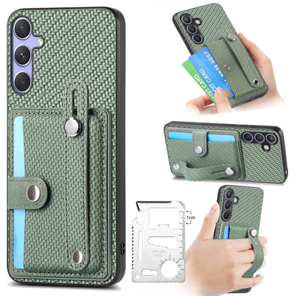 For Samsung Galaxy S25+ 5G Wristband Kickstand Wallet Back Phone Case with Tool Knife(Green) - Galaxy S25+ 5G Cases by PMC Jewellery | Online Shopping South Africa | PMC Jewellery | Buy Now Pay Later Mobicred