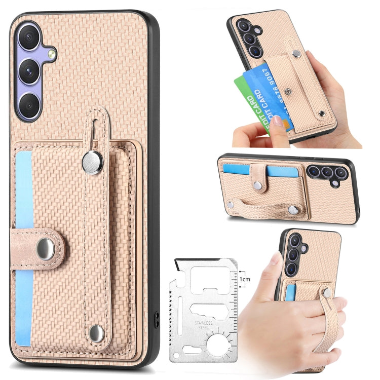 For Samsung Galaxy S25 Ultra 5G Wristband Kickstand Wallet Back Phone Case with Tool Knife(Khaki) - Galaxy S25 Ultra 5G Cases by PMC Jewellery | Online Shopping South Africa | PMC Jewellery | Buy Now Pay Later Mobicred