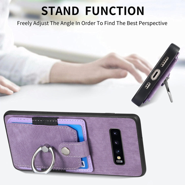 For Samsung Galaxy S25 5G Retro Skin-feel Ring Card Wallet Phone Case(Blue) - Galaxy S25 5G Cases by PMC TechLife | Online Shopping South Africa | PMC TechLife | Buy Now Pay Later Mobicred
