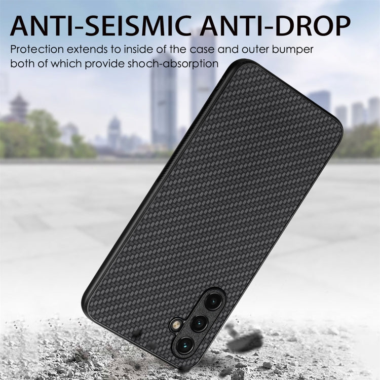 For Samsung Galaxy S25+ 5G Carbon Fiber Texture Leather Back Cover Phone Case(Khaki) - Galaxy Phone Cases by PMC Jewellery | Online Shopping South Africa | PMC Jewellery | Buy Now Pay Later Mobicred