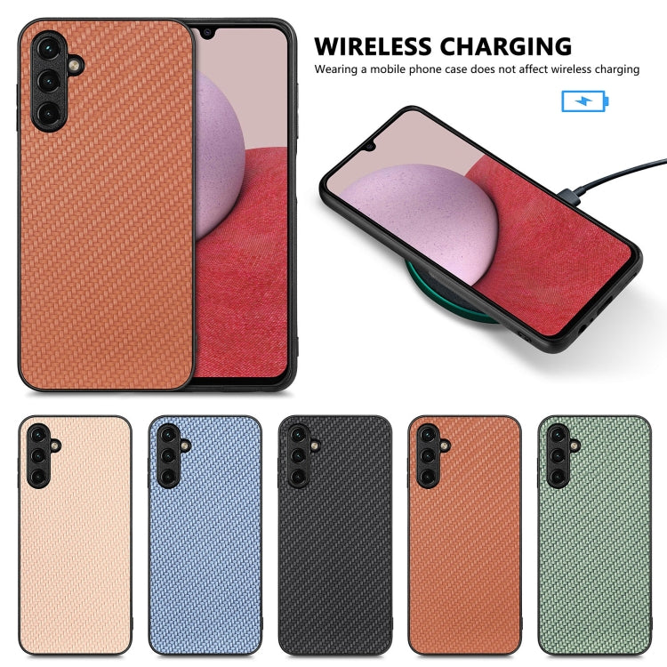 For Samsung Galaxy S25+ 5G Carbon Fiber Texture Leather Back Cover Phone Case(Khaki) - Galaxy Phone Cases by PMC Jewellery | Online Shopping South Africa | PMC Jewellery | Buy Now Pay Later Mobicred