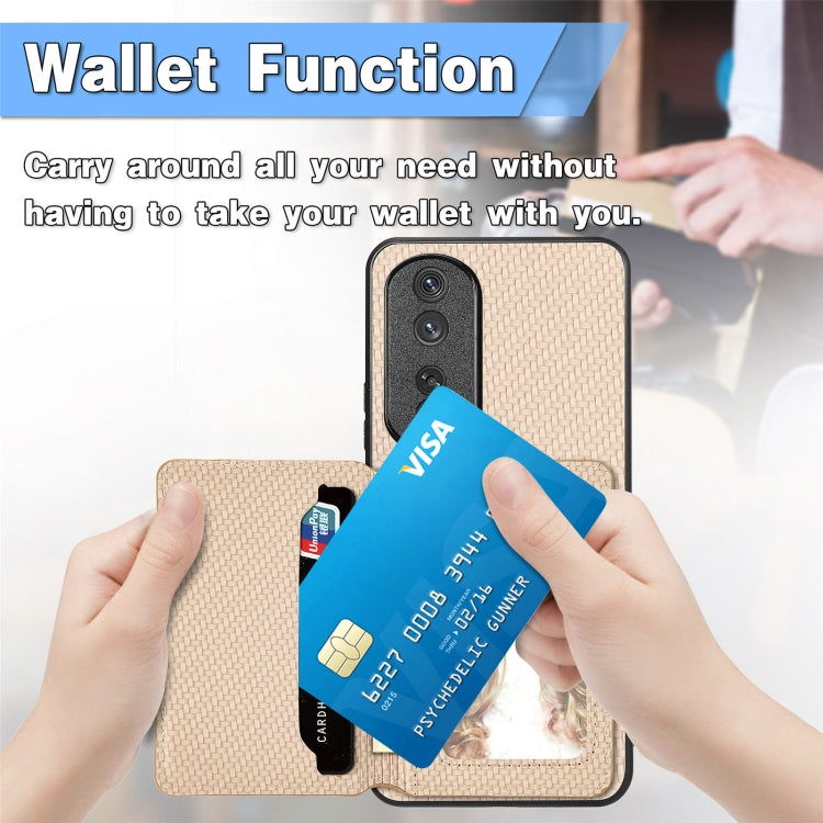 For Honor Magic6 Pro Carbon Fiber Magnetic Card Bag Phone Case(Black) - Honor Cases by PMC Jewellery | Online Shopping South Africa | PMC Jewellery | Buy Now Pay Later Mobicred